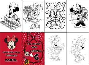 Lembrancinha Minnie: Livro de Colorir Editável para Imprimir