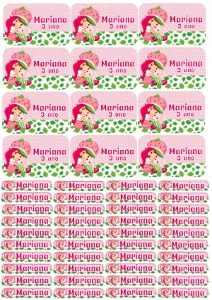 Etiqueta Escolar Moranguinho Rosa Modelo Editável
