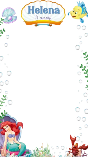 Moldura de Aniversário A Pequena Sereia para Stories para Editar