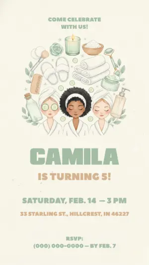 Editable Spa Day Birthday Invitation for Girls