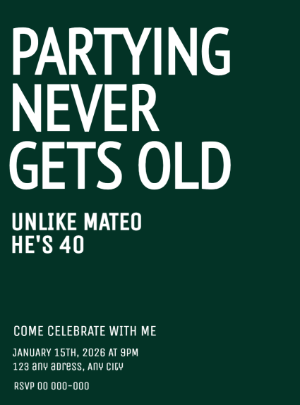 Adult Birthday Invitation Editable Template