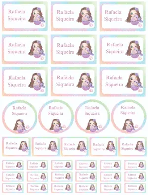 Kit de Etiquetas Escolares Sereia Fofa Modelo Editável