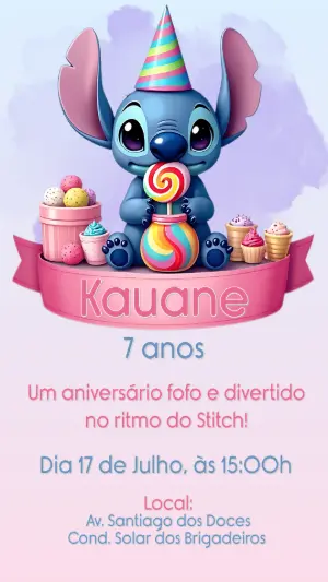 Invitación de cumpleaños Stitch – Estático – CollorGraph Convites