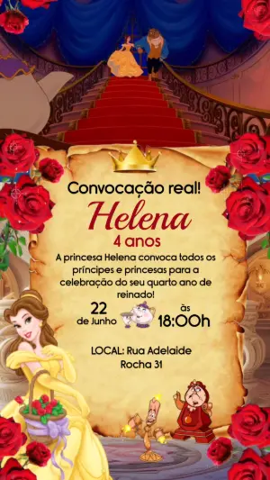 Vídeo Convite A Bela e a Fera: Modelo Real para Editar