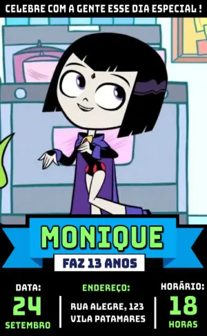 Convite Digital Jovens Titãs com Ravena para Aniversário Editável