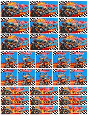 Kit Etiqueta Escolar Hot Wheels Editável para Aniversário Infantil