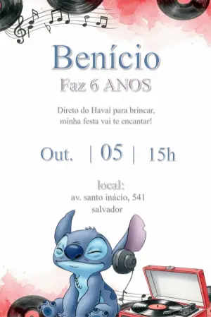 Invitación de cumpleaños Stitch – Estático – CollorGraph Convites