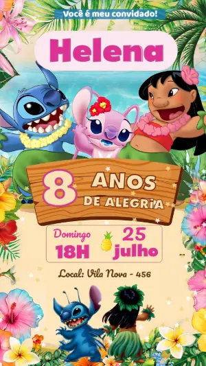 Invitación de cumpleaños Stitch – Estático – Color Art Studio