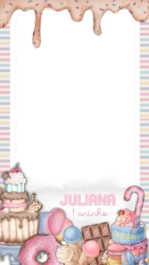 Moldura para Story Aniversário Mundo Doce Editável Online