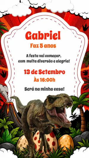 Invitación de cumpleaños Dinosaurio – Estático – CollorGraph Convites