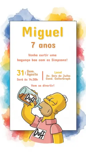 Convite Aniversário Os Simpsons com Homer para Editar Online