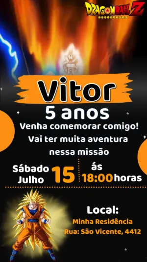Convite Animado Dragon Ball Z: Vídeo de Aniversário para Editar