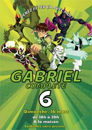 Invitation d'anniversaire Ben 10 à modifier en ligne