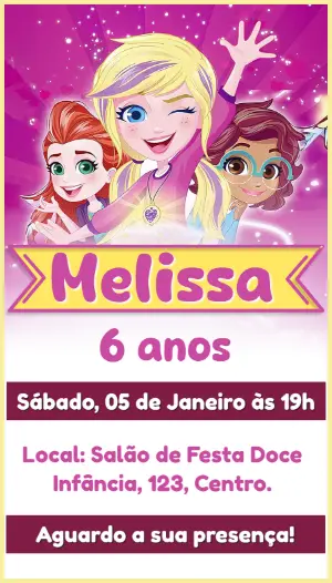 Convite de Aniversário Polly Pocket Rosa para Editar Online