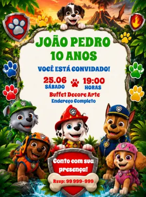 Invito di compleanno Paw Patrol – Statico – Decore Arte