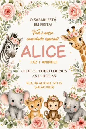 Safari Birthday Invitation – Static – Borboleta Convites