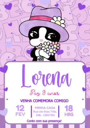 Convite de Aniversário Rebecca Bonbon Editável