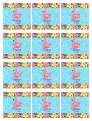 Adesivo para Bala Personalizada Flamingo Tropical para Personalizar