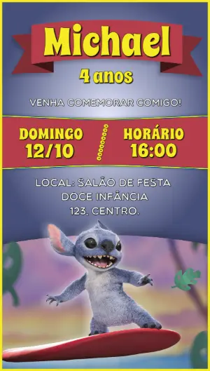 Invitación de cumpleaños Stitch – Estático – Idesign Personalizados
