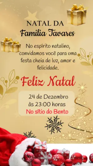 Convite de Natal Elegante Dourado para Editar Online