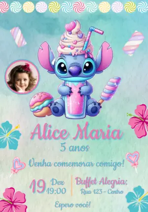 Invitación de cumpleaños Stitch – Estático – Convites e Artes Digitais