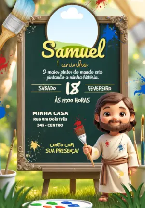 Convite Aniversário O Maior Pintor do Mundo Editável com Foto
