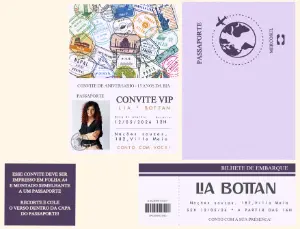 Convite de 15 Anos Tema Passaporte de Viagem Editável com foto