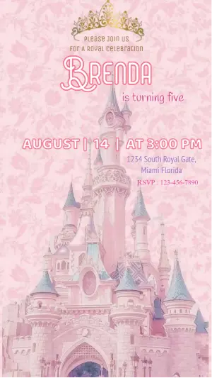 Animated Princess Birthday Video Invitation | Editable Template
