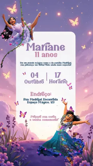 Convite de Aniversário Encanto Madrigal para Editar Online