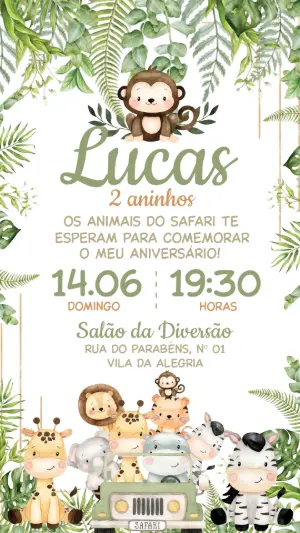 Safari Birthday Invitation – Static – Festôu Convites