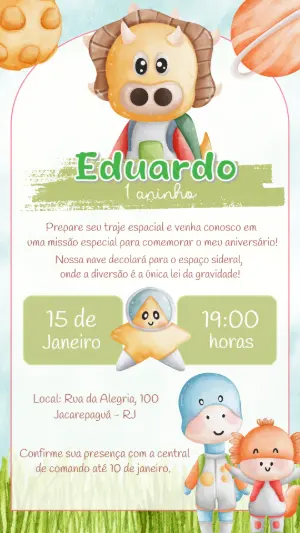 Invitación de cumpleaños Dinosaurio – Estático – Felicity Artes