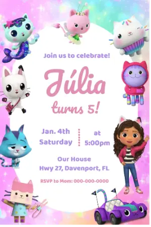 Gabby's Dollhouse Birthday Invitation | Editable Digital Template