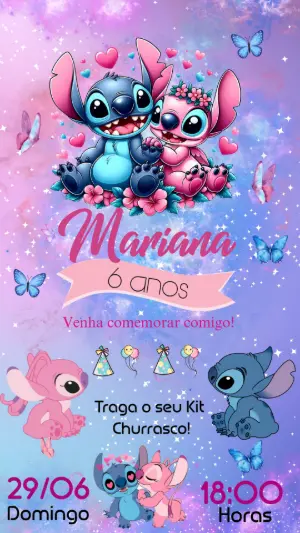 Invitación de cumpleaños Stitch – Estático – demax papelaria