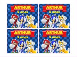 Adesivo Marmitinha Aniversário Sonic para Editar Online