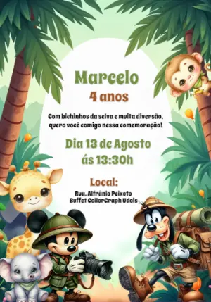 Invito di compleanno Safari – Statico – CollorGraph Convites