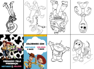 Lembrancinha Toy Story Livro de Colorir para Editar Online