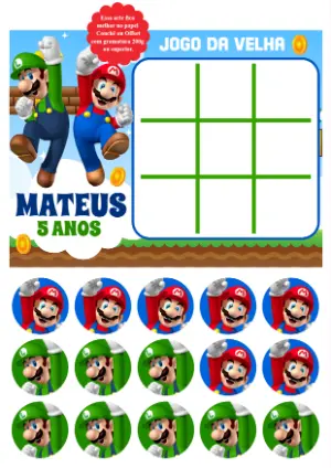 Jogo da Velha Super Mario para Editar e Imprimir