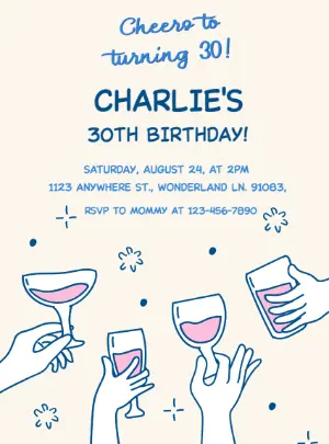 Cheers to 30 Editable Birthday Invitation Template