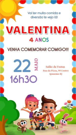 Convite Digital de Aniversário Infantil José Comilão para Editar