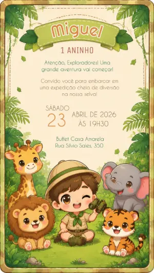 Safari Birthday Invitation – Static – Felicity Artes