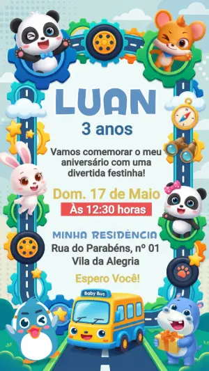 Animals Birthday Invitation – Static – Festôu Convites