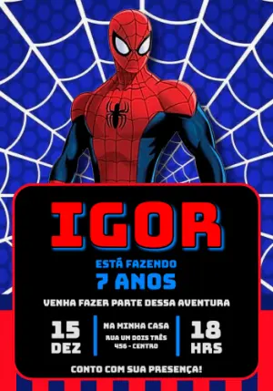 Convite de Aniversário Homem-Aranha Digital para Editar e Enviar