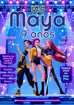 Invitation d'anniversaire KPop Demon Hunters – Statique – Fernando Martins