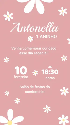Convite Animado Aniversário Infantil Margaridas para Editar
