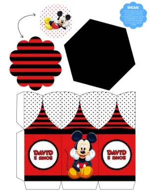 Centro de Mesa Mickey Clássico Editável para Aniversário Infantil
