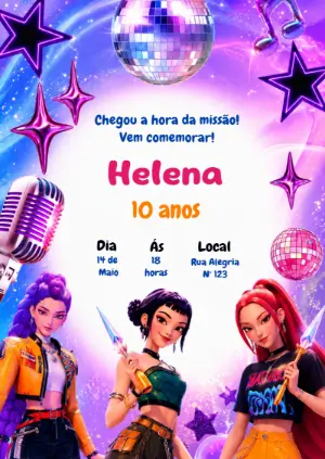 Invitation d'anniversaire KPop Demon Hunters – Statique – KC Design
