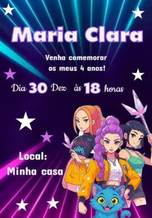 Invitation d'anniversaire KPop Demon Hunters – Statique – Priscila