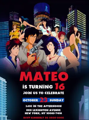 City Hunter Birthday Invitation | Editable Retro Template