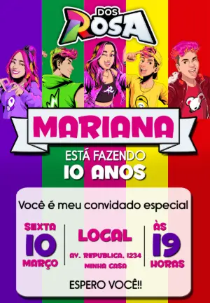 Convite de Aniversário Dos Rosas Emily Vick para Editar Online