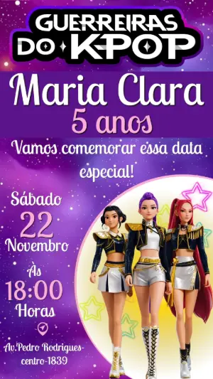 Invitation d'anniversaire KPop Demon Hunters – Statique – Color Art Studio